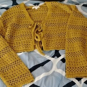 Banana Republic Mustard Open-Knit Cardigan